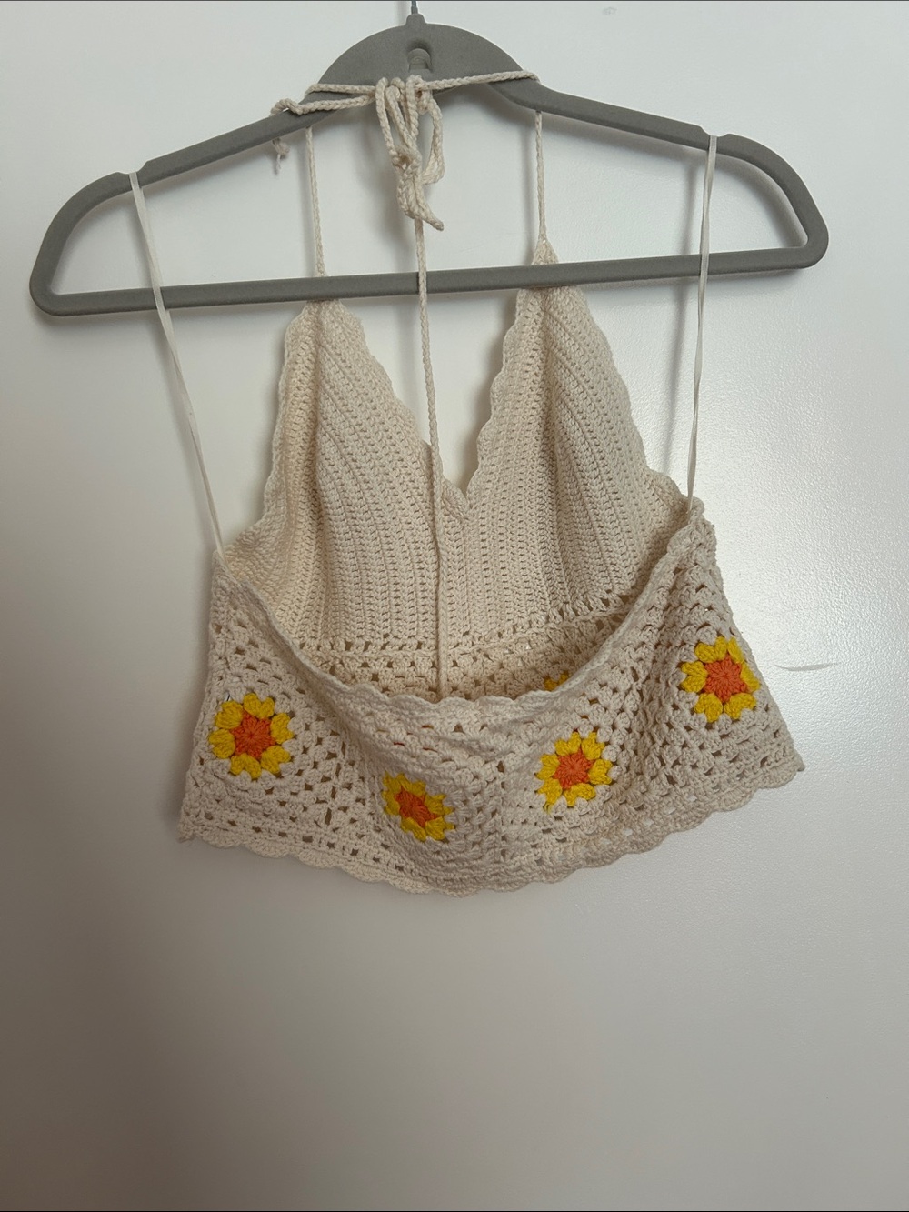 aerie Cream Crochet Halter Camisole with Yellow Accents - Picture 2 of 3